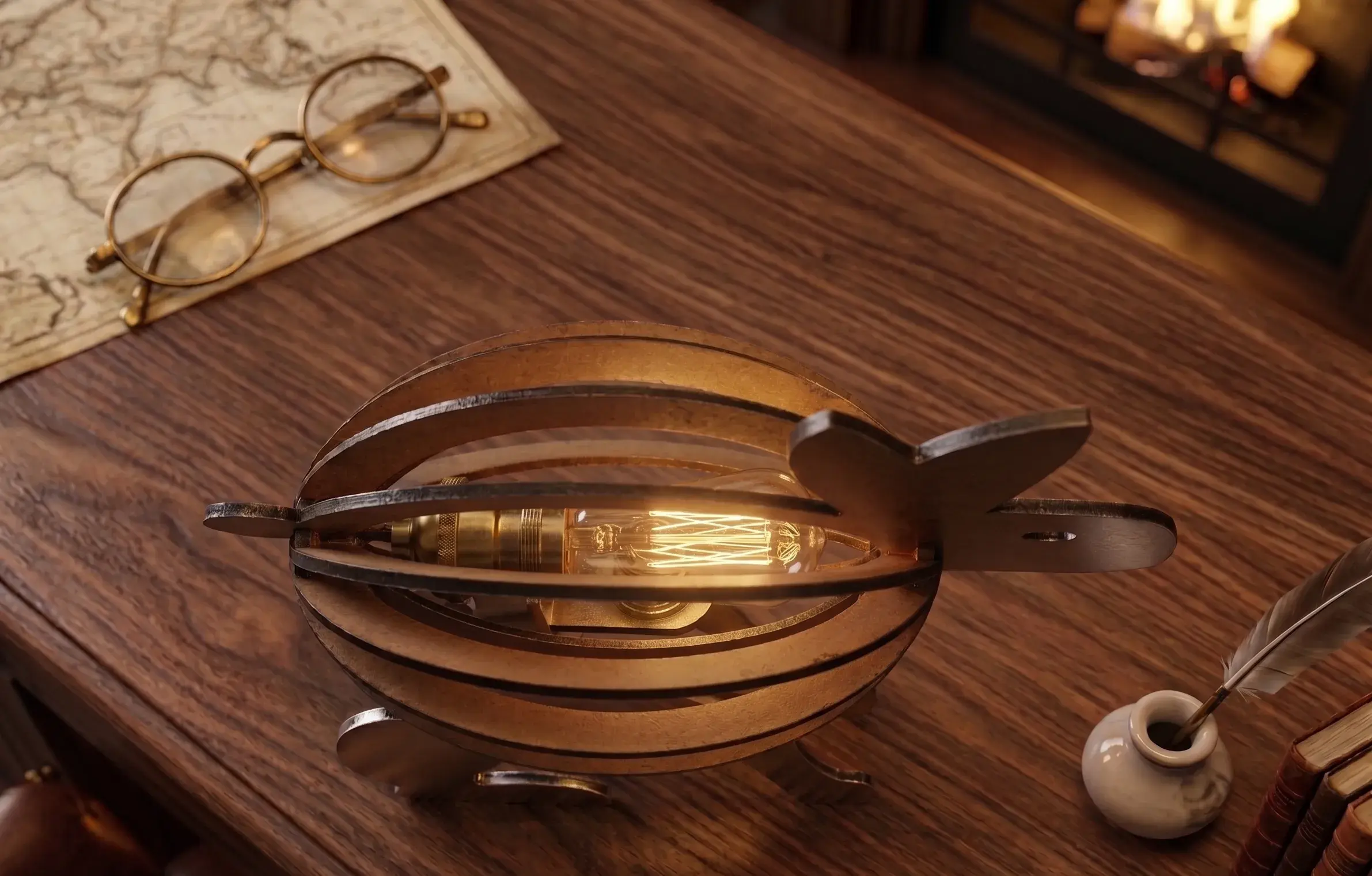 Wooden Rabbit Night Light Bunny view 2